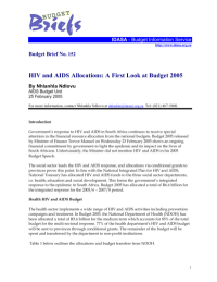 Budget Brief No.152 - HIV and AIDS Allocations in Budget 2–