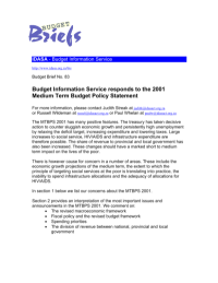 Budget Information Service responds to the 2001 Medium Term Budget Policy Statement