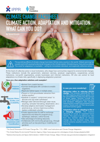 CLIMATE CHANGE FACTSHEET: CLIMATE ACTION, ADAPTATION AND MITIGATION: WHAT CAN