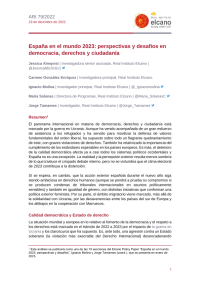 España en el mundo 2023: perspectivas y desafíos en democracia, derechos y ciudadanía