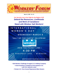 Defend the Resources, Livelihoods and Work of Canadians! Stand with Windsor Salt Workers!