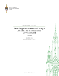 Evidence / Standing Committee on Foreign Affairs and International Development. 1st session, 44th Parliament, no.34, Monday, October 31, 2022