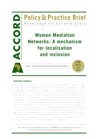 Women Mediation Networks: A Mechanism for Localisation and Inclusion