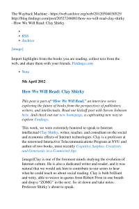 How We Will Read: Clay Shirky | Findings
