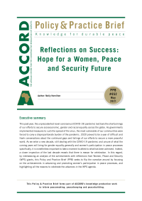 Reflections on Success: Hope for a Women, Peace and Security Future