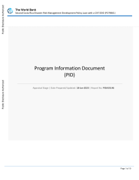Appraisal Program Information Document (PID) - Second Costa Rica Disaster Risk Management Development Policy Loan with a CAT DDO - P179861 (English)