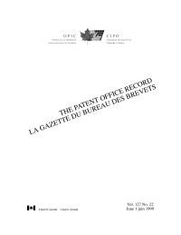 Canadian Patent Office record = La gazette du Bureau des brevets. Vol. 127, n° 22
