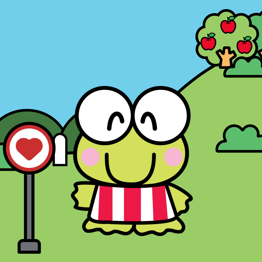 Frog Keroppi with his house. Hello Kitty and her friends. Famous