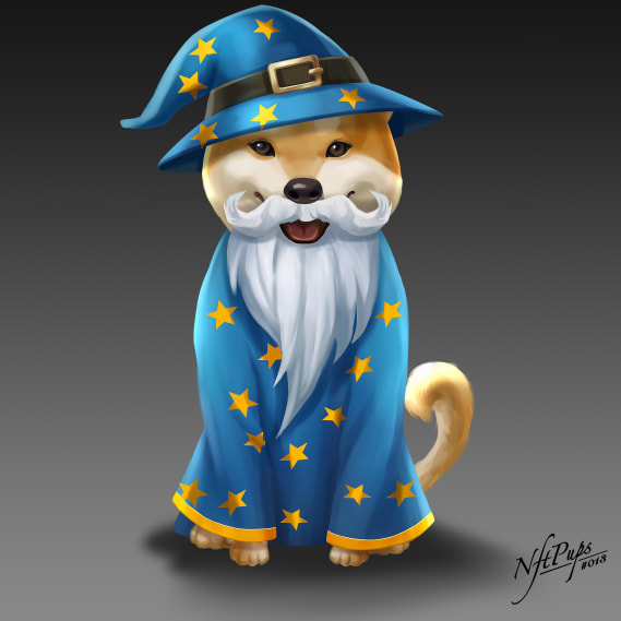 NFT called NFTpups #013 - Wizard Pup