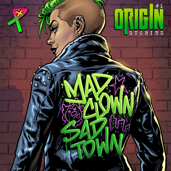 NFT called Origin Stories 1: Mad Clown, Sad Town