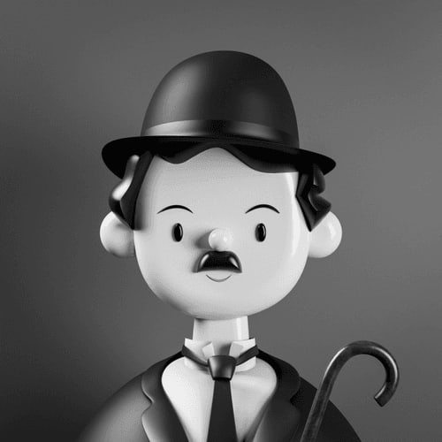 NFT called Charlie Chaplin Toy Face - Black and White