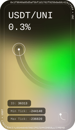 NFT called Uniswap - 0.3% - USDT/UNI - 24.984<>51.946