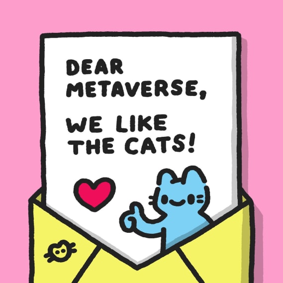 NFT called Dear Metaverse, Blue Cat Loves You by Clon (Cool Cats)
