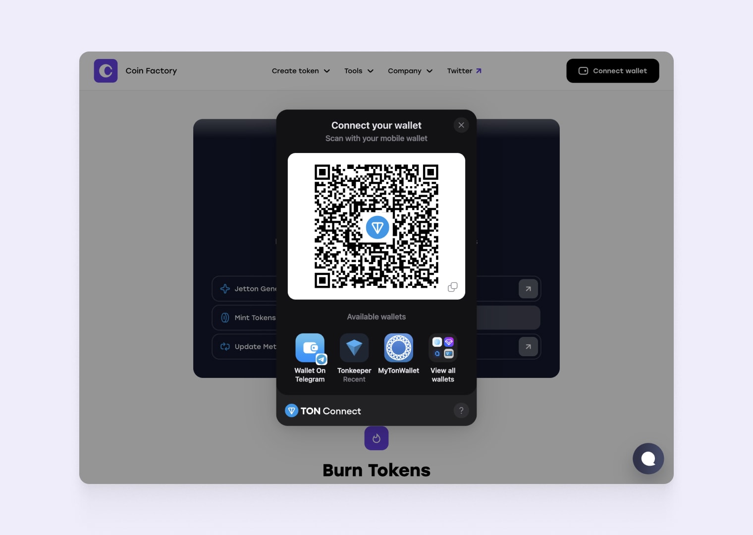 Connect wallet from which you created token