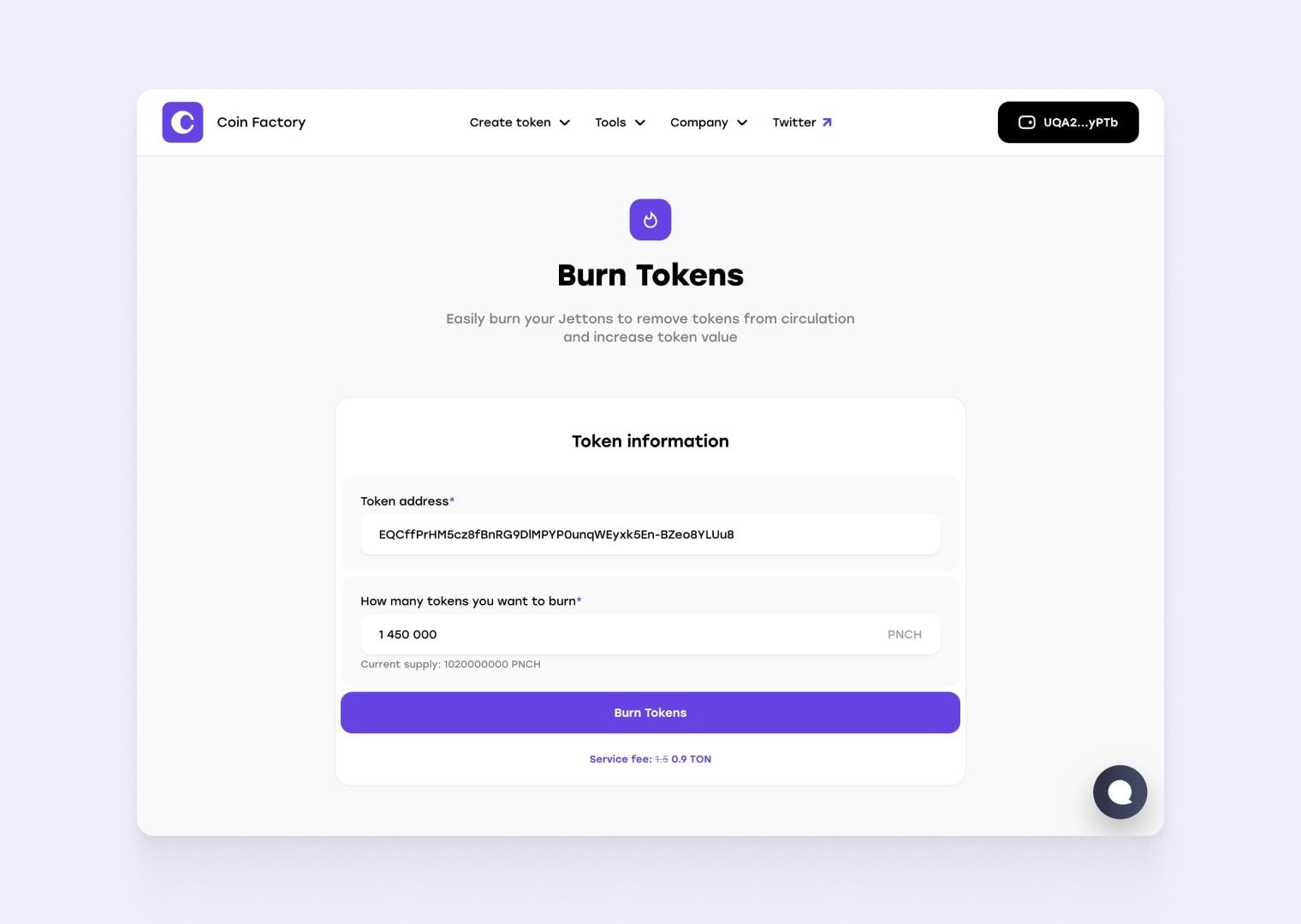 Enter token address