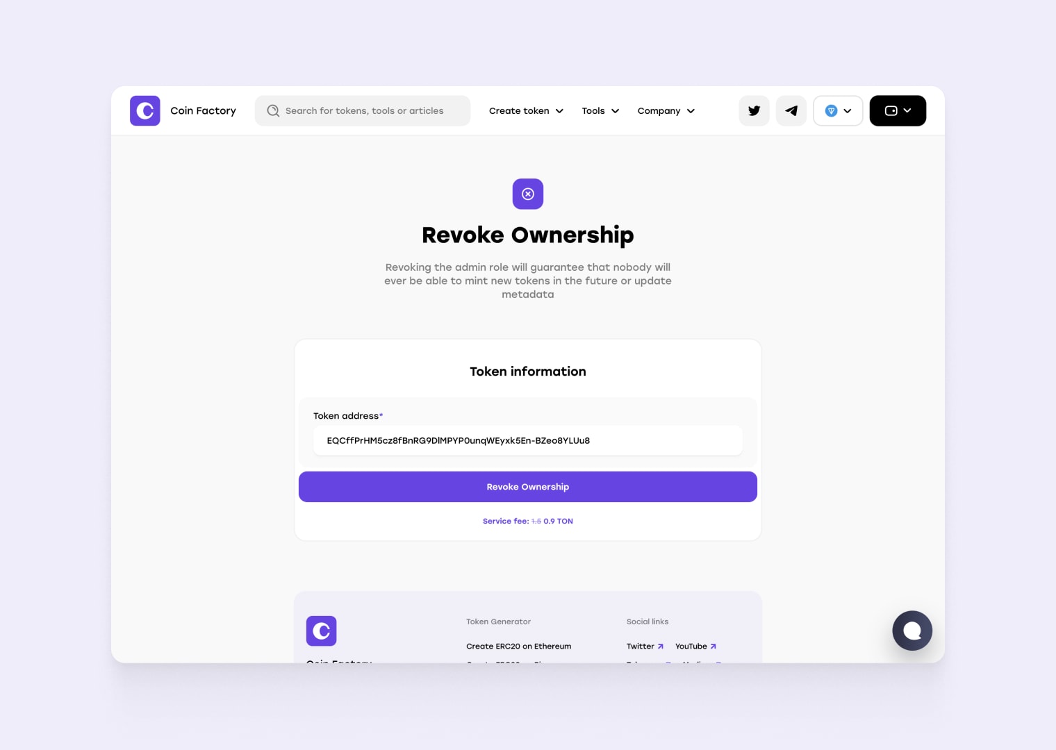 Enter token address