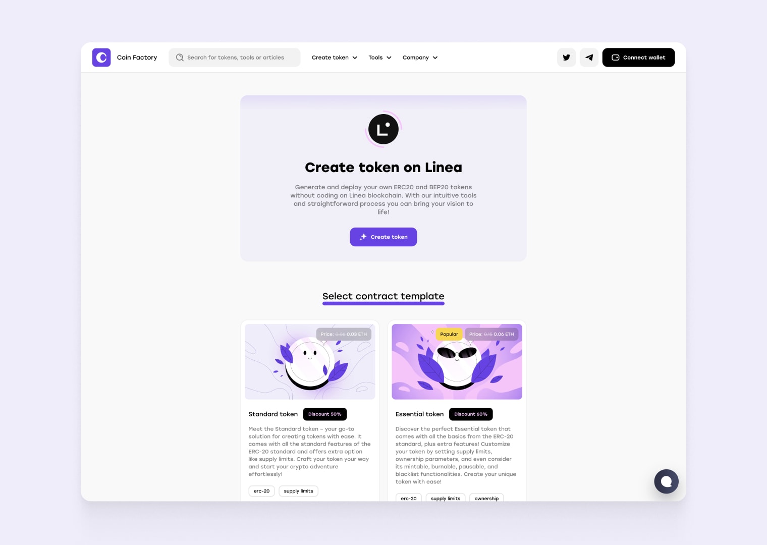 Visit CoinFactory Linea Token Generator