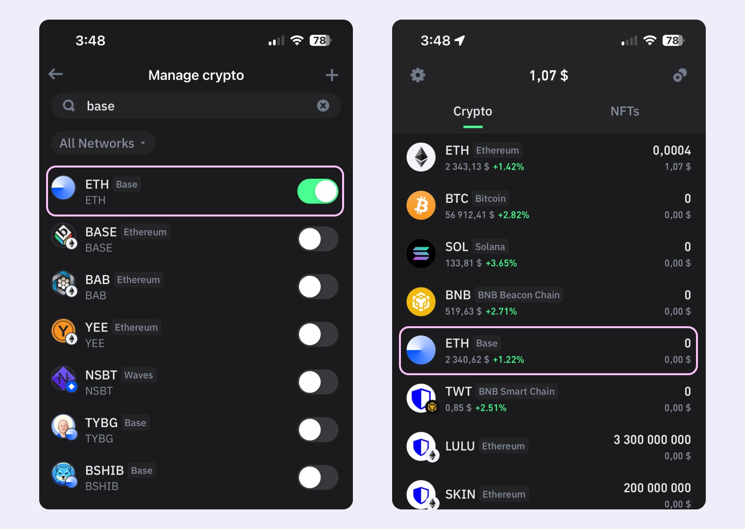Enter network data in Trust Wallet