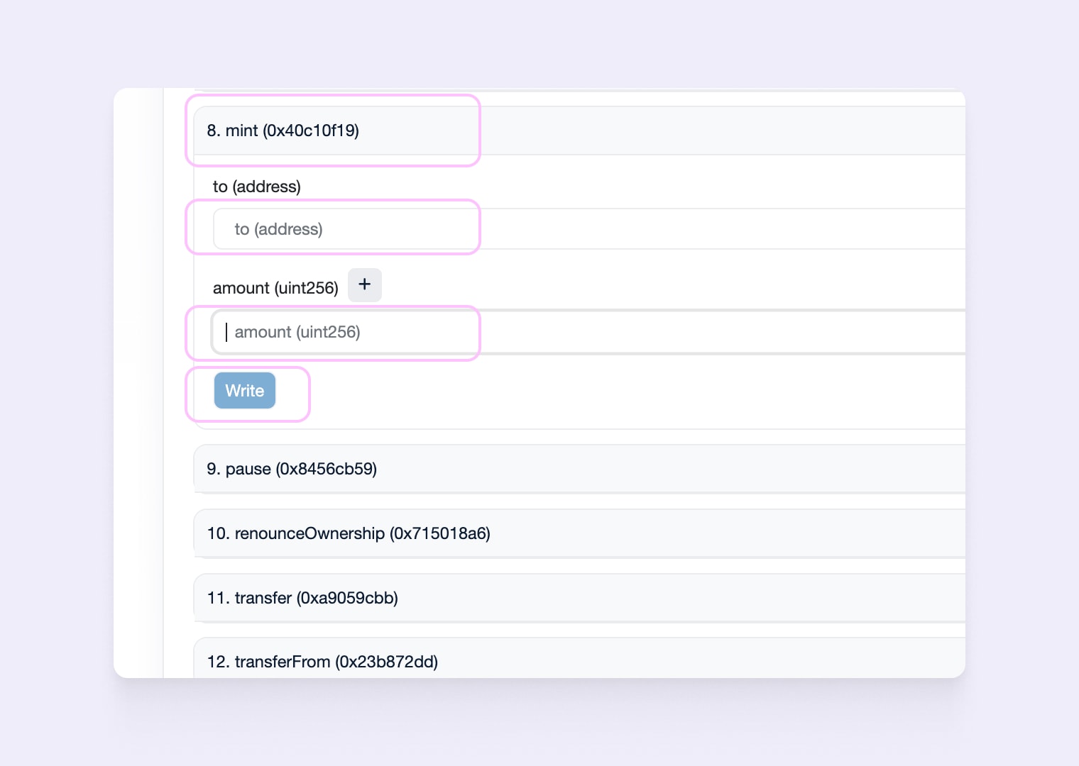 Click “Mint Tokens” and enter minting parameters