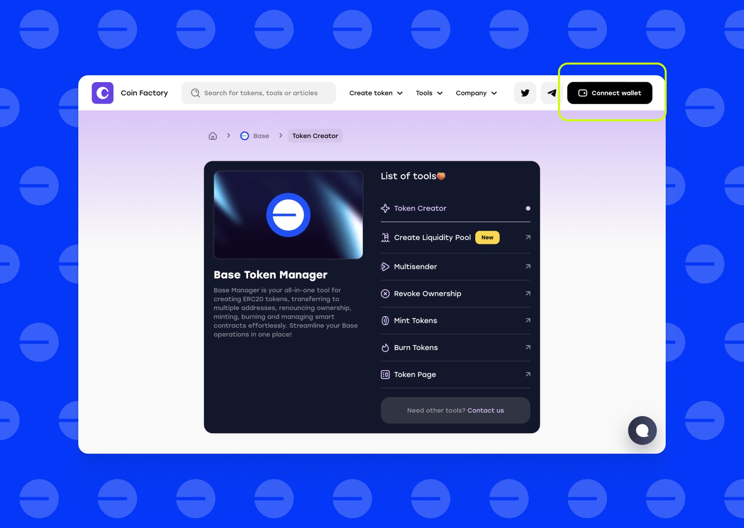 Visit CoinFactory Base Meme Coin Creator