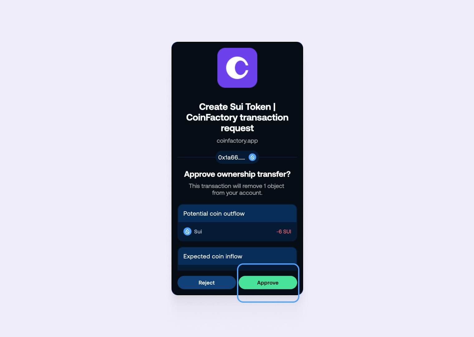 Confirm the transaction in your wallet