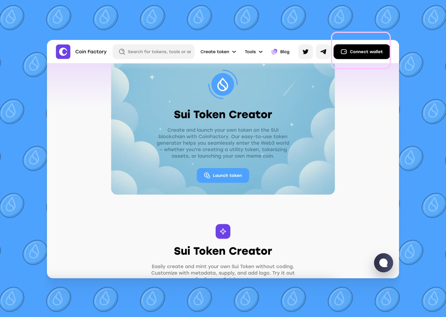 Visit CoinFactory Sui Meme Coin Creator