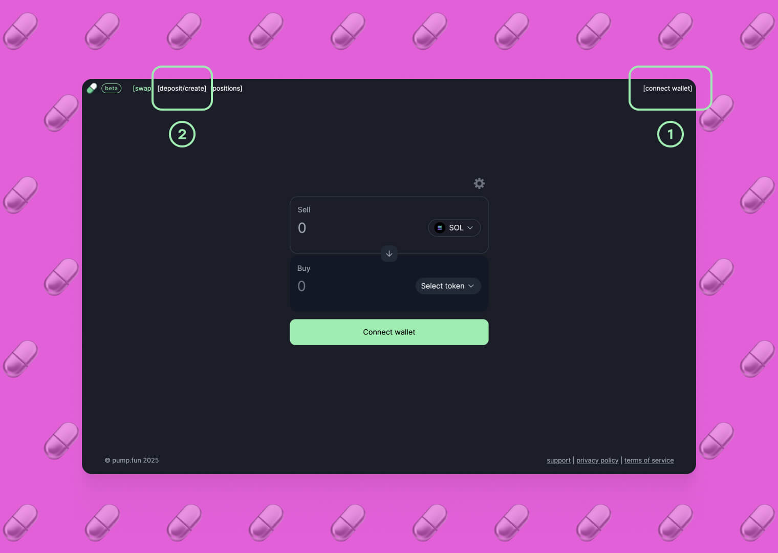 Connect your wallet and click (deposit/create)