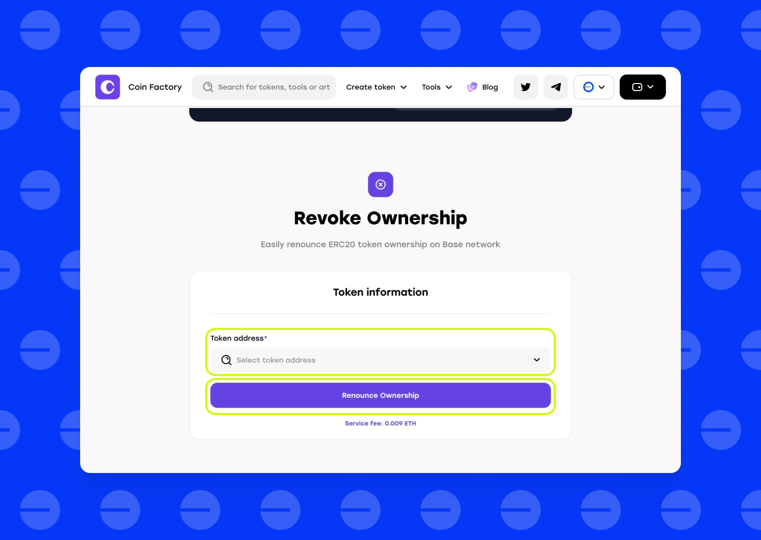 Вставьте адрес смарт-контракта вашего токена