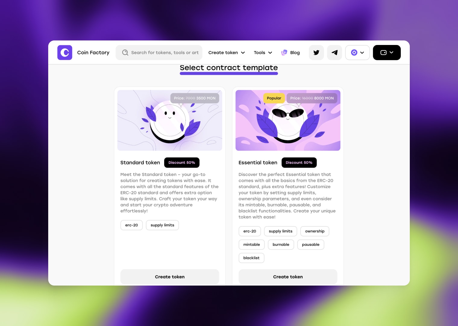 Choose a contract template