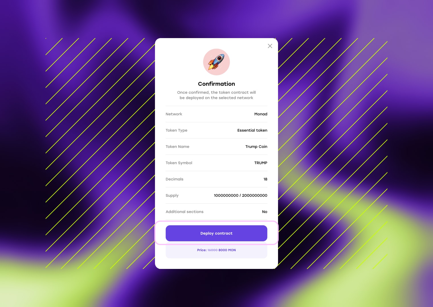 Check that all details are correct and click the Deploy button