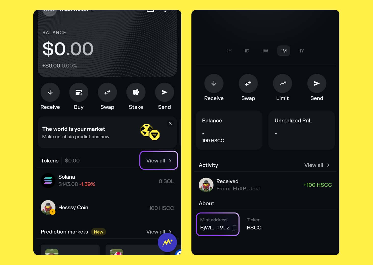 Get the token address in the Solflare wallet