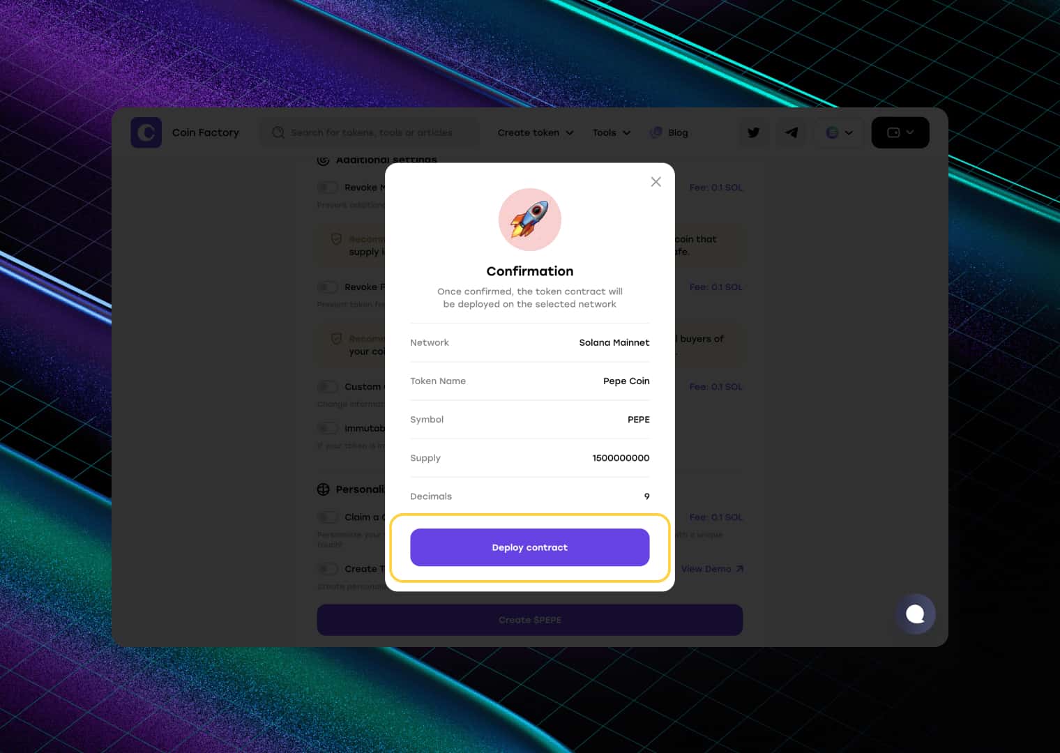 Confirm the deployment transaction