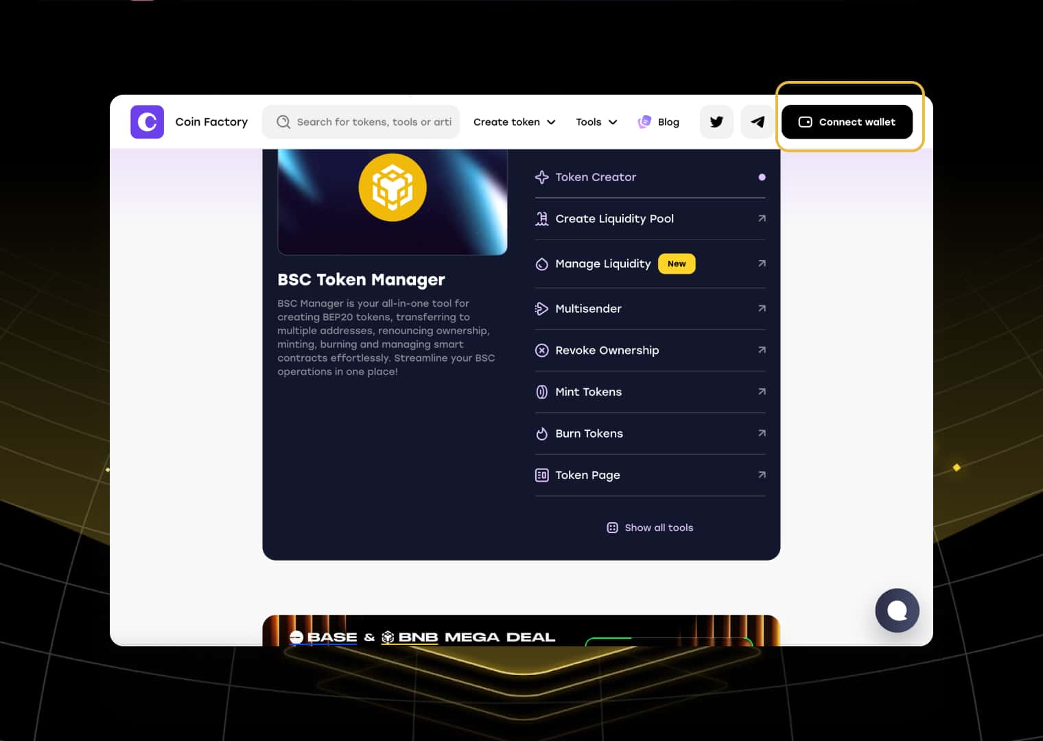 Click the Connect Wallet button to link your wallet