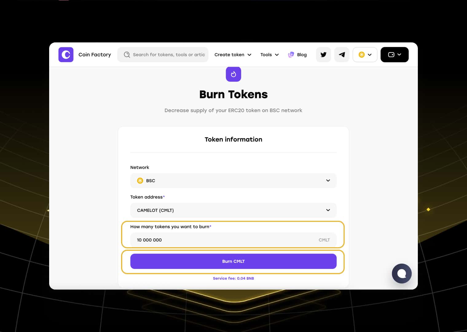 Enter the number of tokens