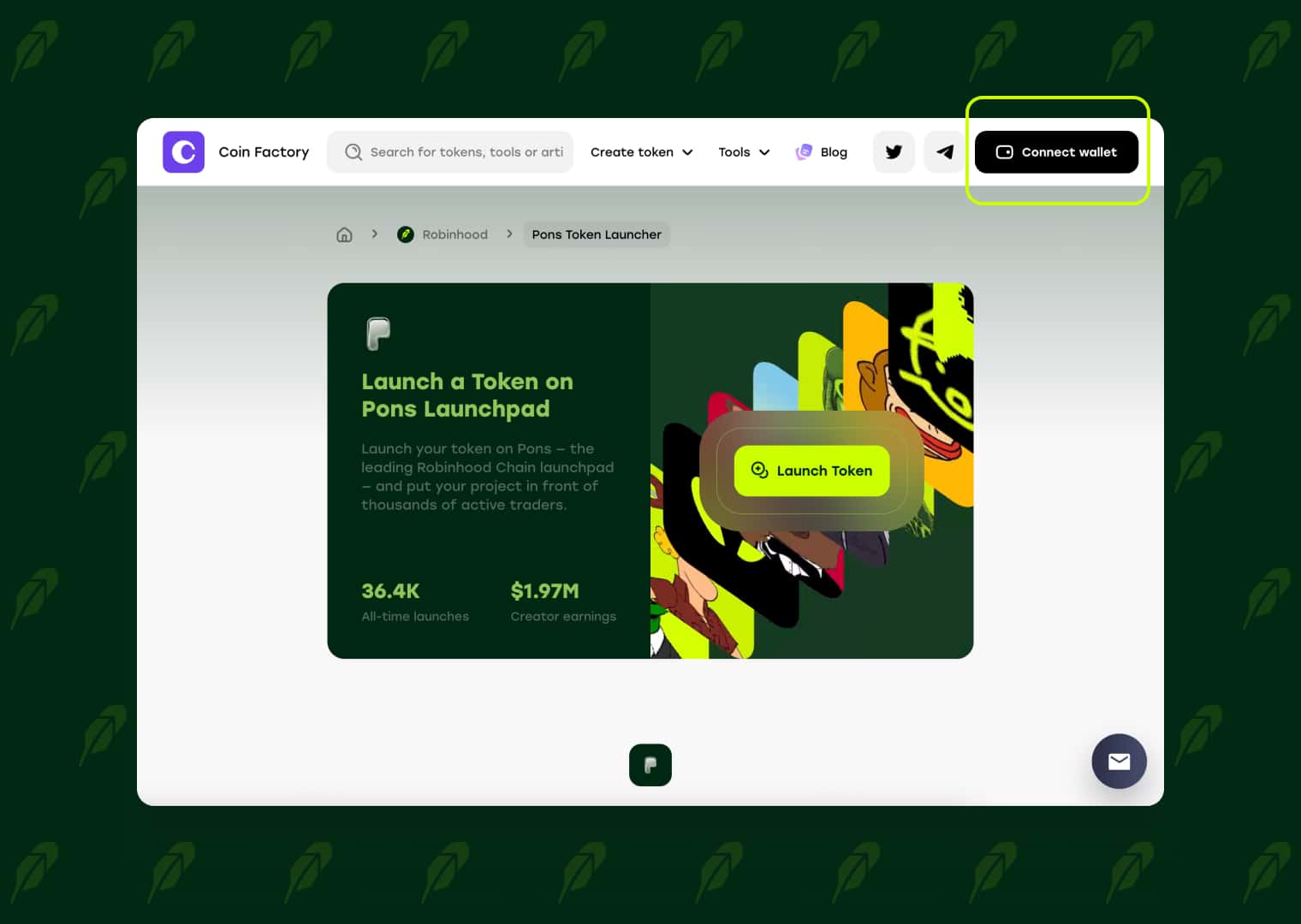 Сlick on the black connect wallet button