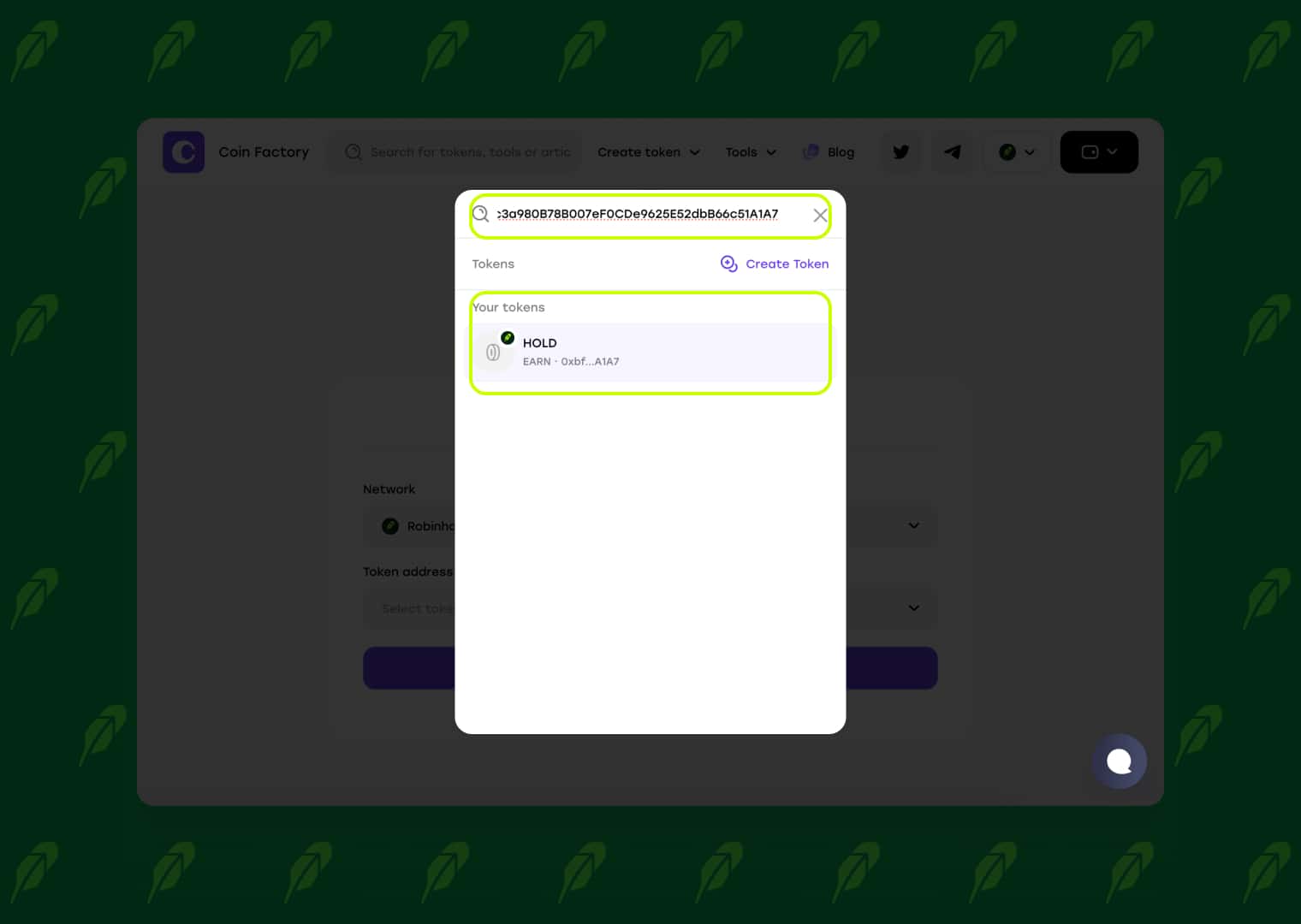 Choose a token from your wallet to renounce ownership