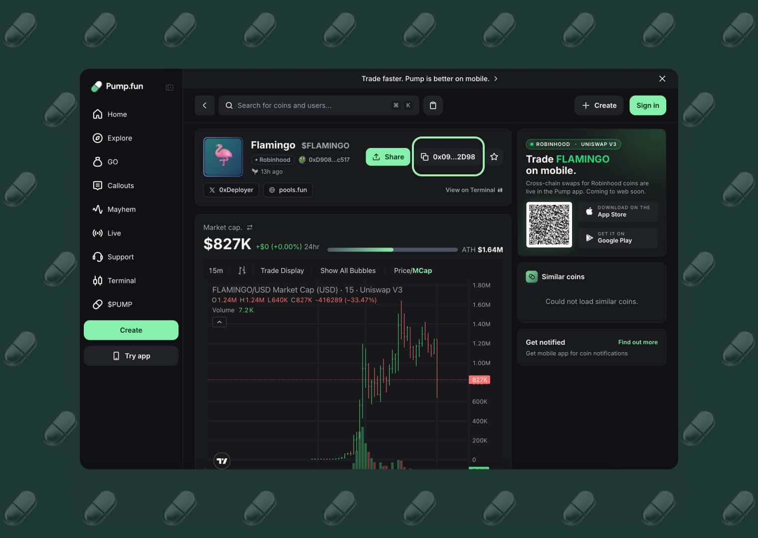 Copy your Pump.fun token address