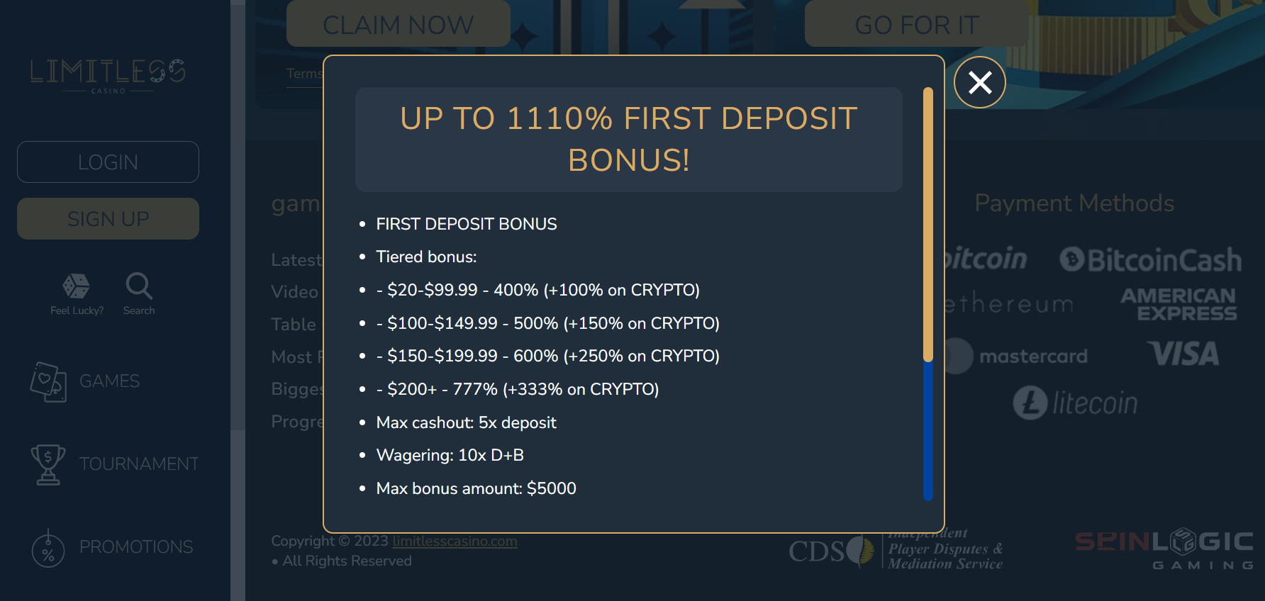 limitless casino no deposit bonus codes august