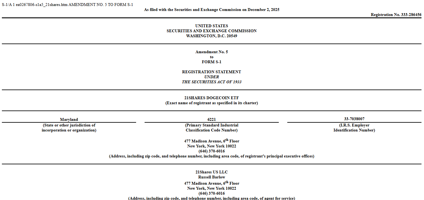 21Shares Finalizes Fees as Dogecoin ETF Nears U.S. Launch