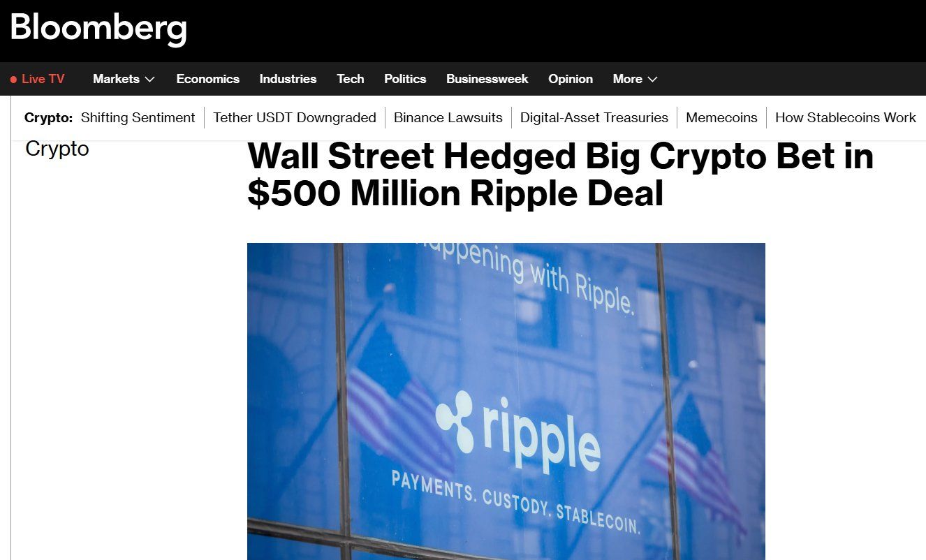 Wall Street Bets $500M on Ripple as XRP Treasury Dominates Value