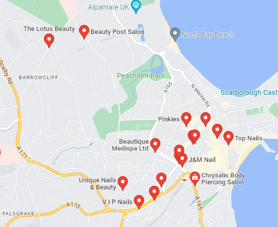 Scarborough's map with nails salons