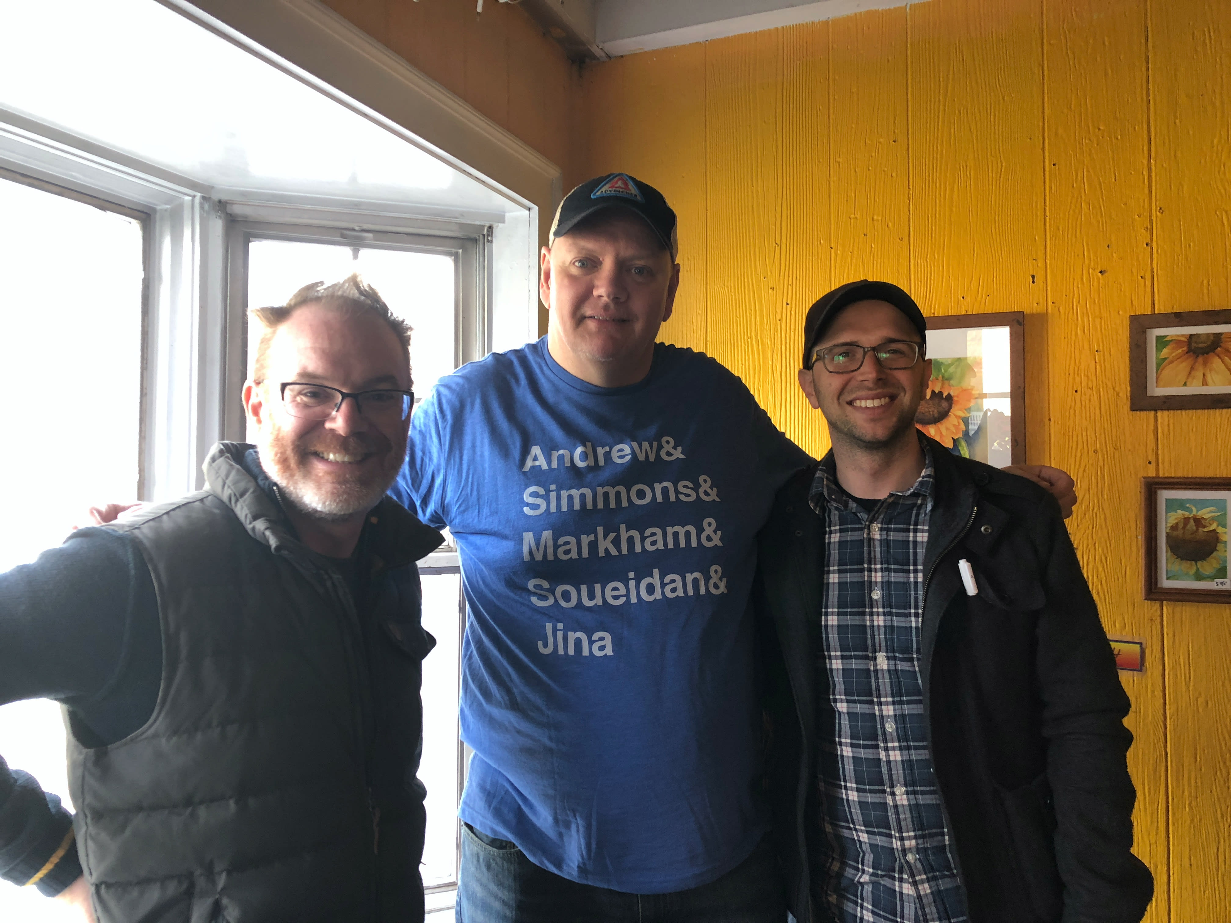 From left to right, Jason Pamental, Todd Libby, and David Jonathan Ross at breakfast Sunday morning