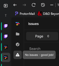 A screen capture of a triangle icon and when hovered over with the cursor, it says, No issues! Good Job!