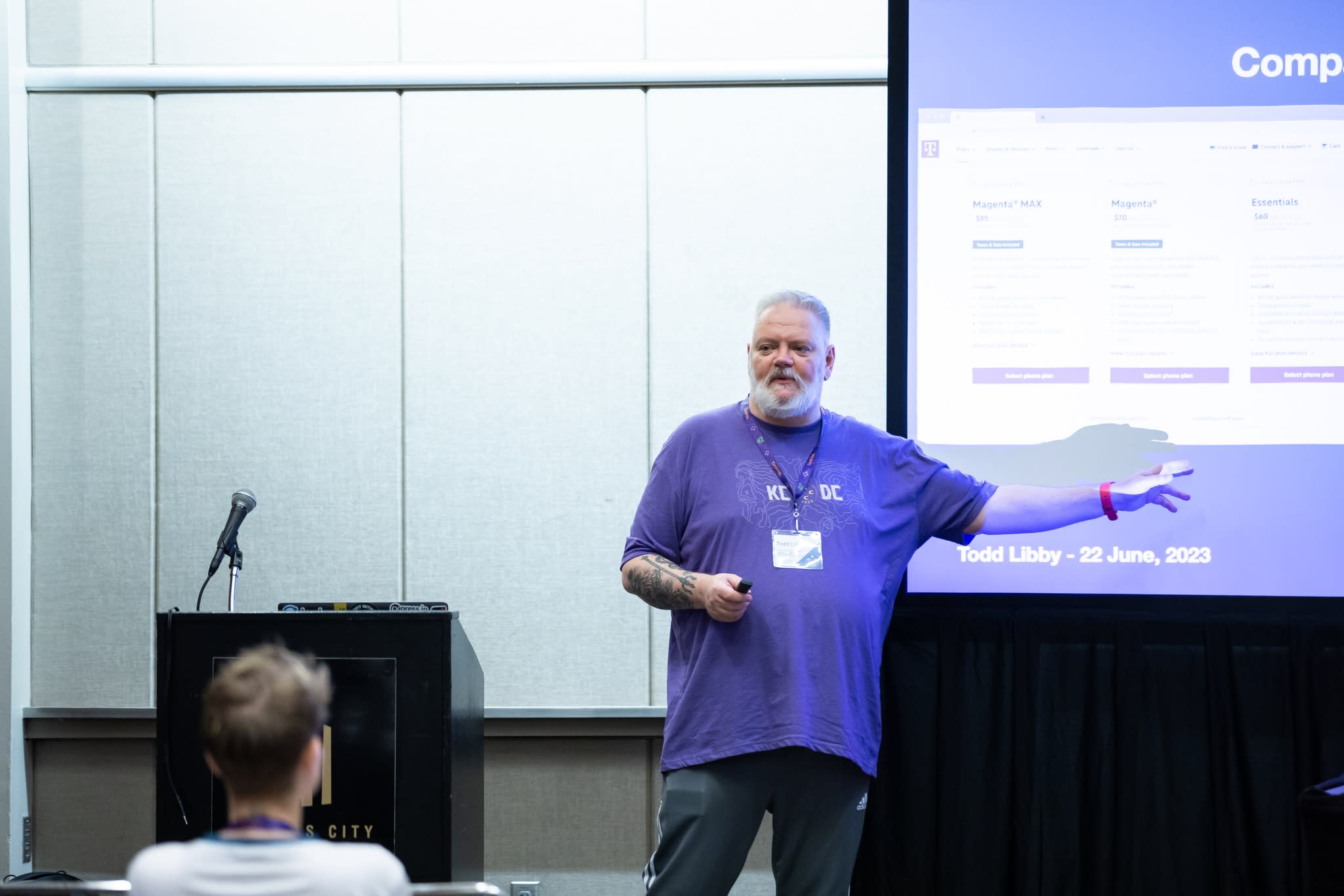 Todd giving his talk at KCDC about Deceptive Patterns in 2024.