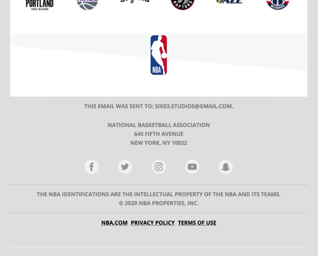 An email from NBA.com.