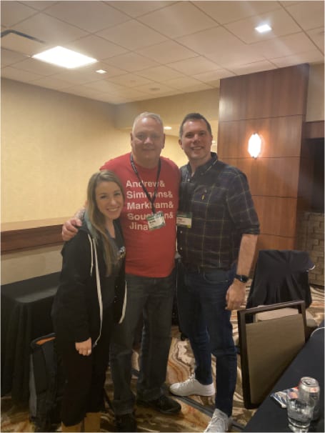 Sarah Drasner, Phil Hawksworth and Todd Libby at the Netlify table at An Event Apart Denver