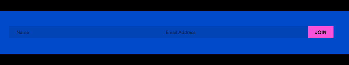 A blue form to submit a subscription to an email newsletter