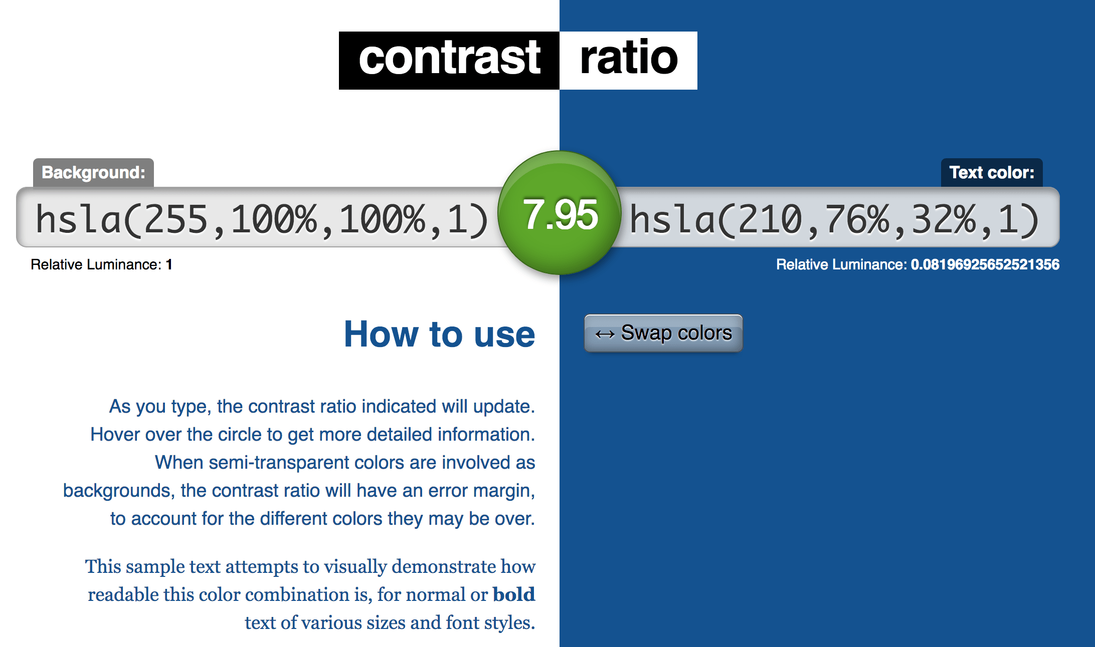 Lea Verou's Constrast Ratio website for color contrast checking