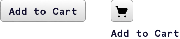 Labels inside or below a button, depending on the symbol