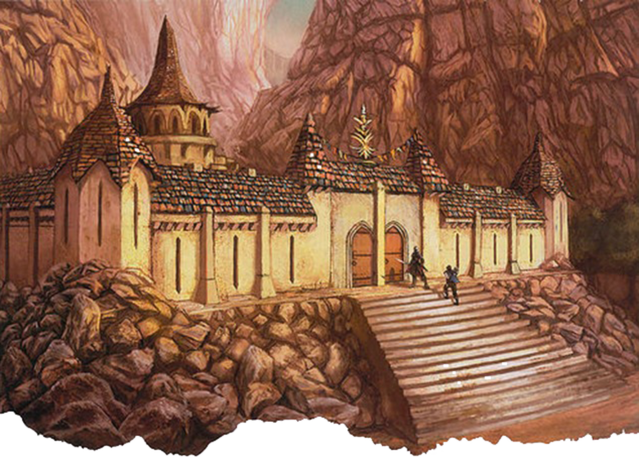 The entrance to Kershane Monastry outside showing the stone steps leading up to the great doors nestled into the mountain range